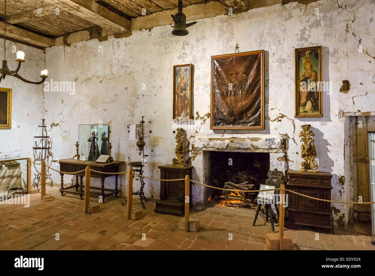 Original room in Mission San Miguel Arcangel, San Miguel, San Luis Obispo County, California, USA Stock Photo