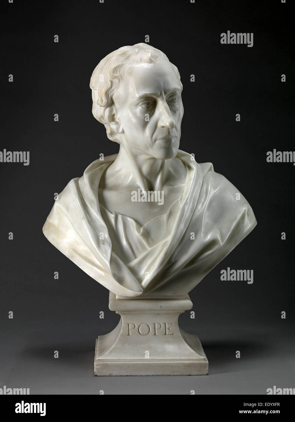 Alexander Pope Inscribed, chiseled on front of socle: 'POPE'; on proper left under sitter's shoulder: 'ALEX. POPE. Nats. Stock Photo