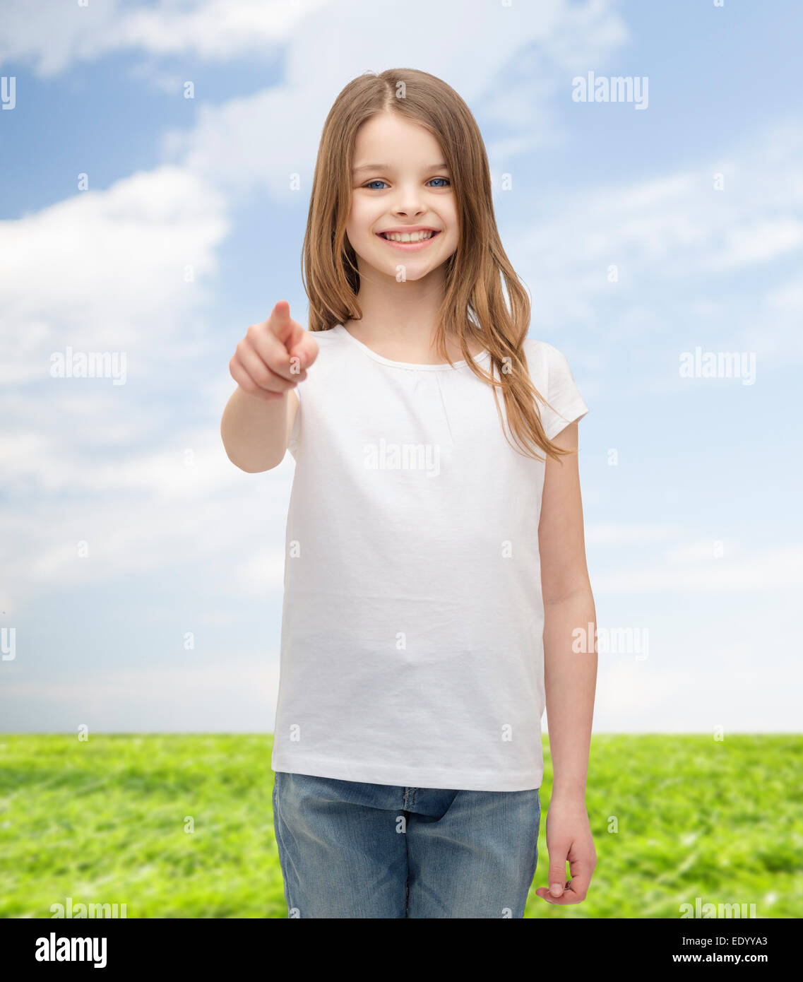 Little Girl In Blank White T shirt Pointing At You Stock Photo Alamy little-girl-in-blank-white-t-shirt-pointing-at-you-stock-photo-alamy