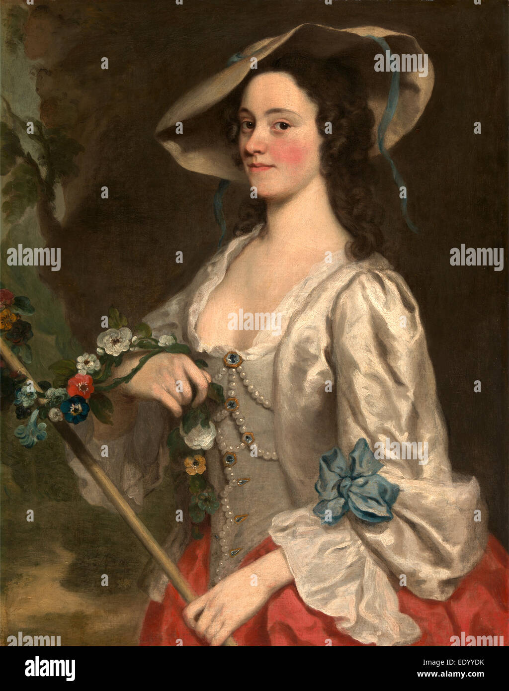 Portrait of a Woman A Woman in Shepherdess' Costume Signed in brown paint (abraded), lower left: "GKna[...] | Pinxt" Stock Photo