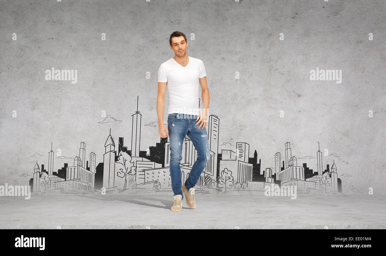 Man white shirt wall hi-res stock photography and images - Alamy
