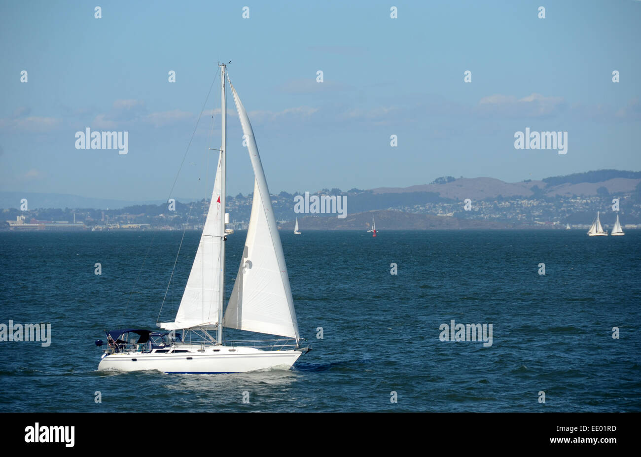 Luxury sailboat in the San Francisco Bay, California Stock Photo