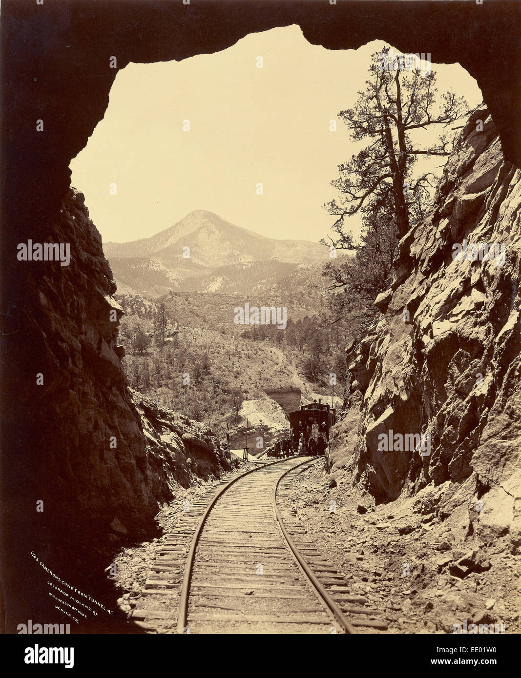 Cameron's Cone from "Tunnel 4," Colorado Midland Railway; William Henry Jackson, American, 1843 - 1942; 1879 Stock Photo