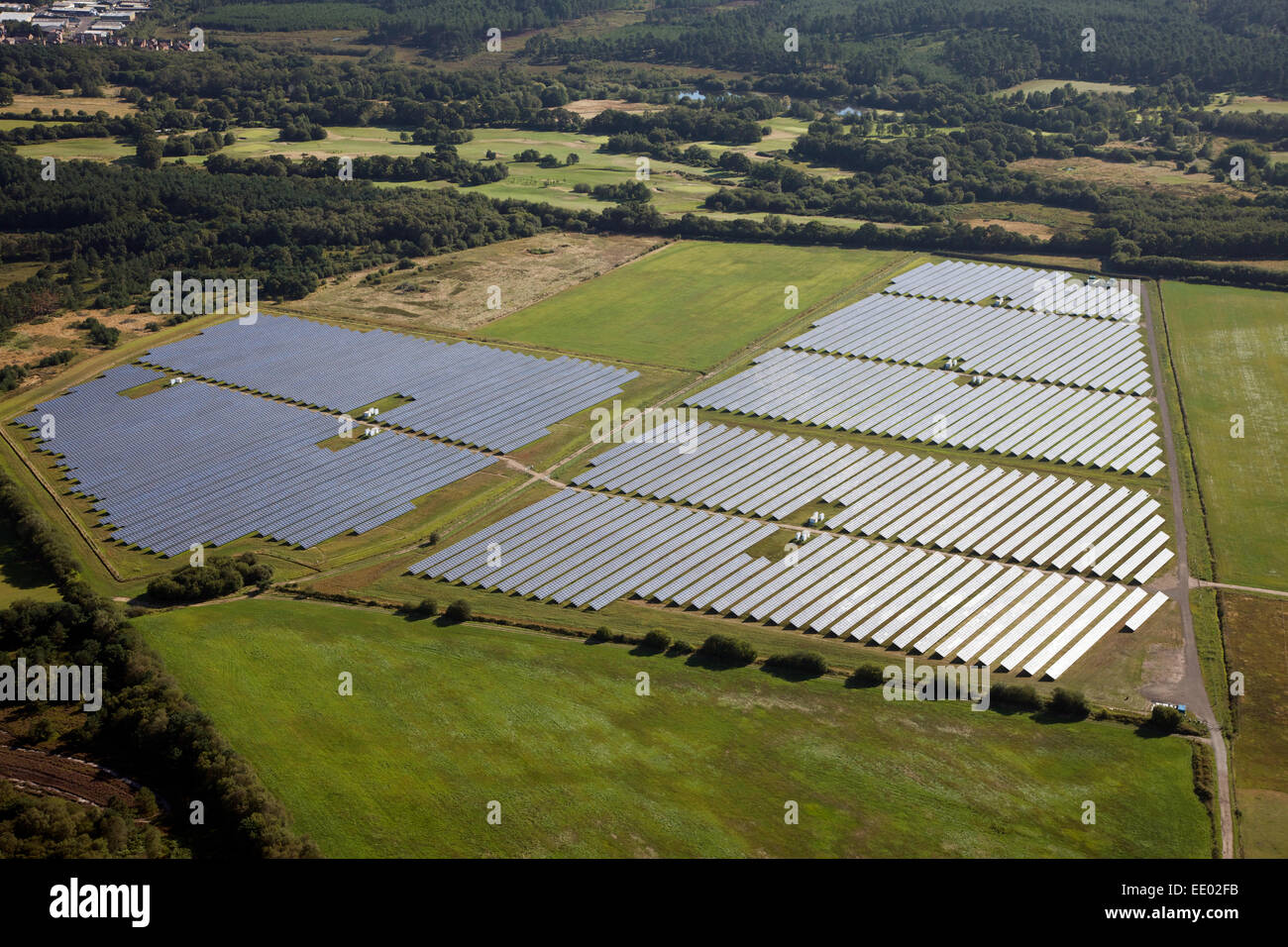 aerial view of a solar farm in England, UK Stock Photo