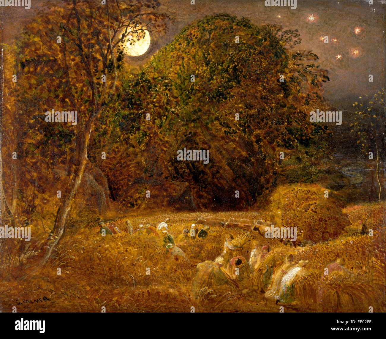 The Harvest Moon Signed, lower left: 'S. PALMER', Samuel Palmer, 1805-1881, British Stock Photo