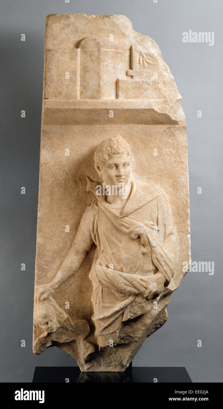 Grave Stele of Phanokrates; Unknown; about 200 B.C.; Marble Stock Photo