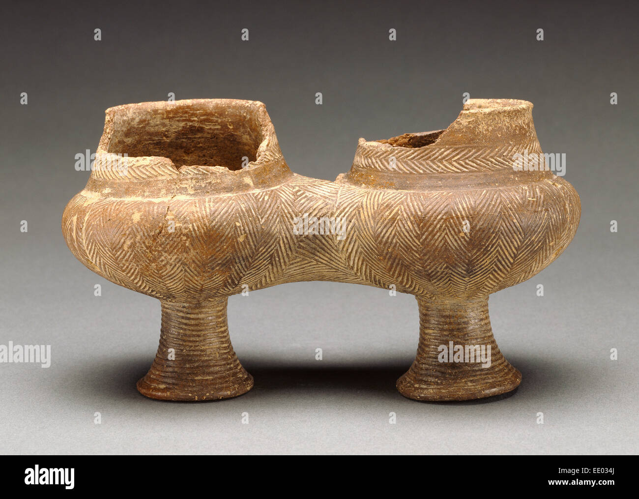 Double Kandila of the Grotta-Pelos Group; Unknown; Greece, Cyclades, Europe; 3000 - 2800 B.C.; Terracotta Stock Photo
