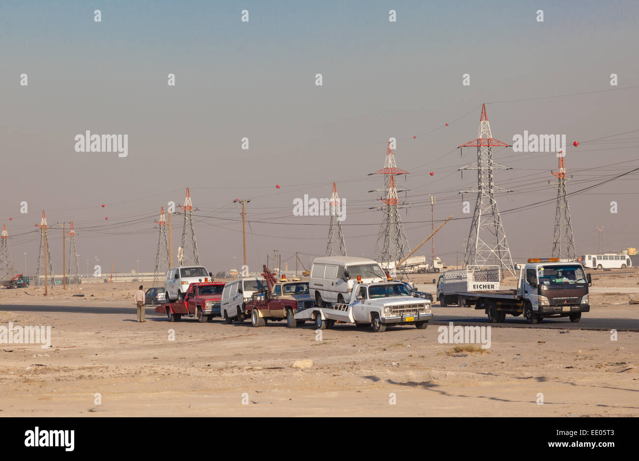 Old american GMC wrecking trucks still in use in Kuwait. December 9, 2014 in Kuwait, Middle East Stock Photo