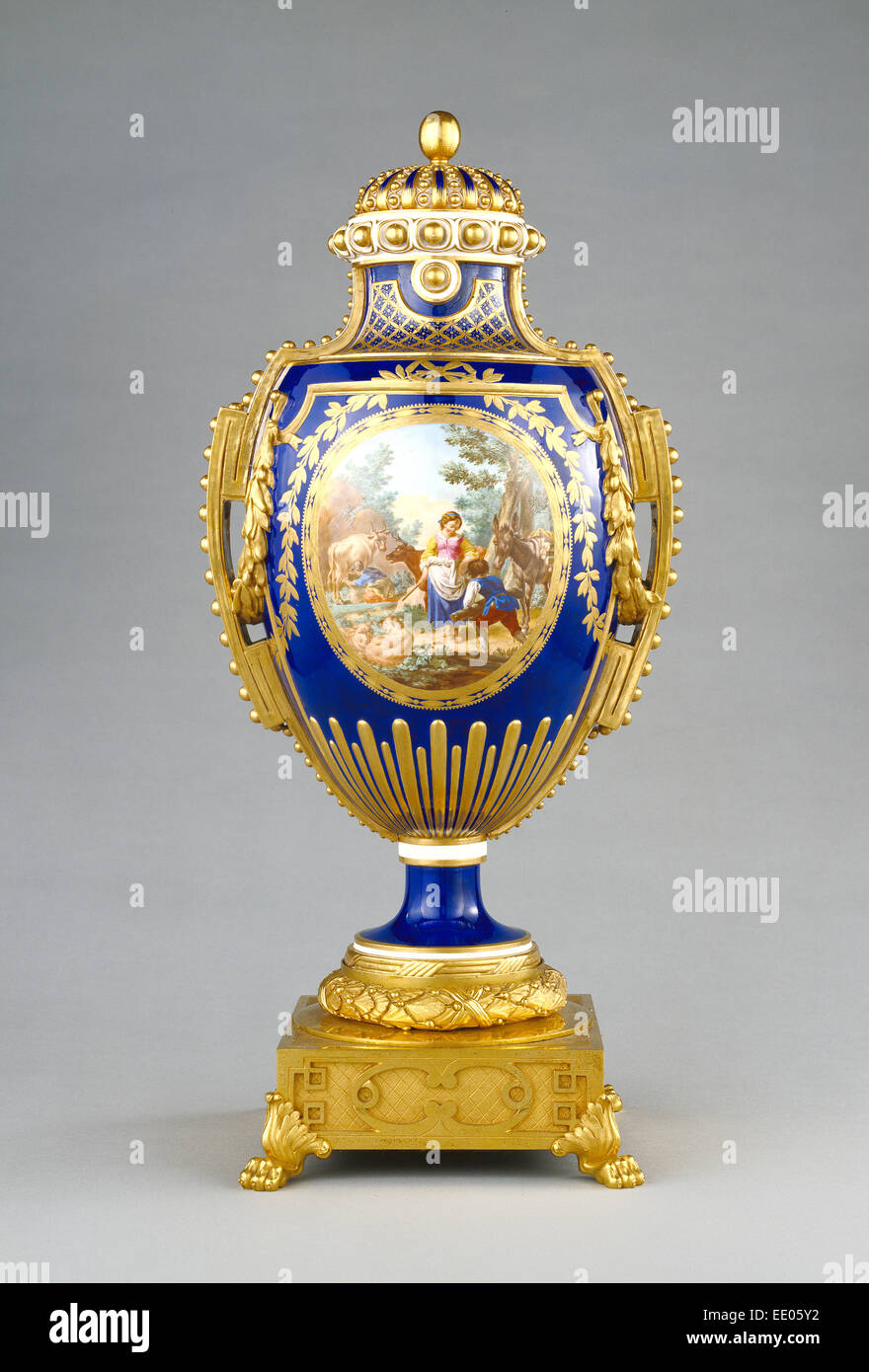 Lidded vase (vàse a panneaux); Sèvres Manufactory, French, active 1756 - present; Sèvres, France, Europe; about 1766 - 1770 Stock Photo