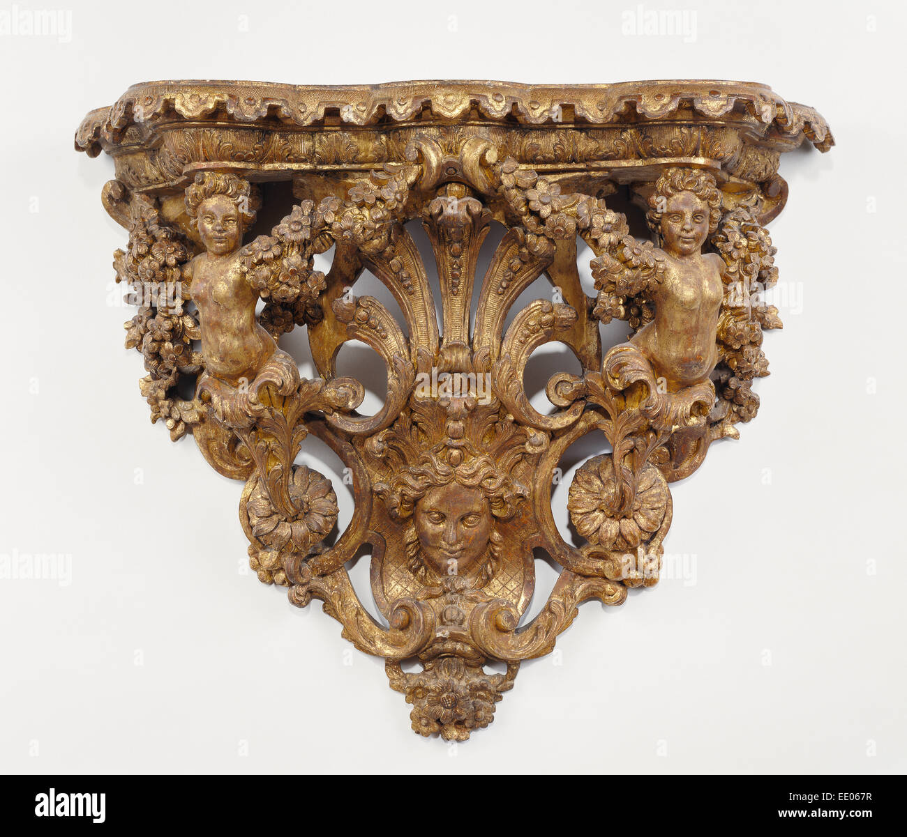 Wall Bracket; Unknown; France, Europe; about 1715 - 1720; Gilded oak Stock Photo