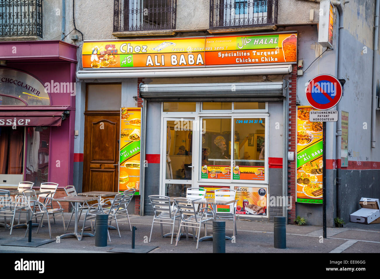 Fast-food restaurant, Perpignan, Pyrenees-Orientales, France Stock Photo