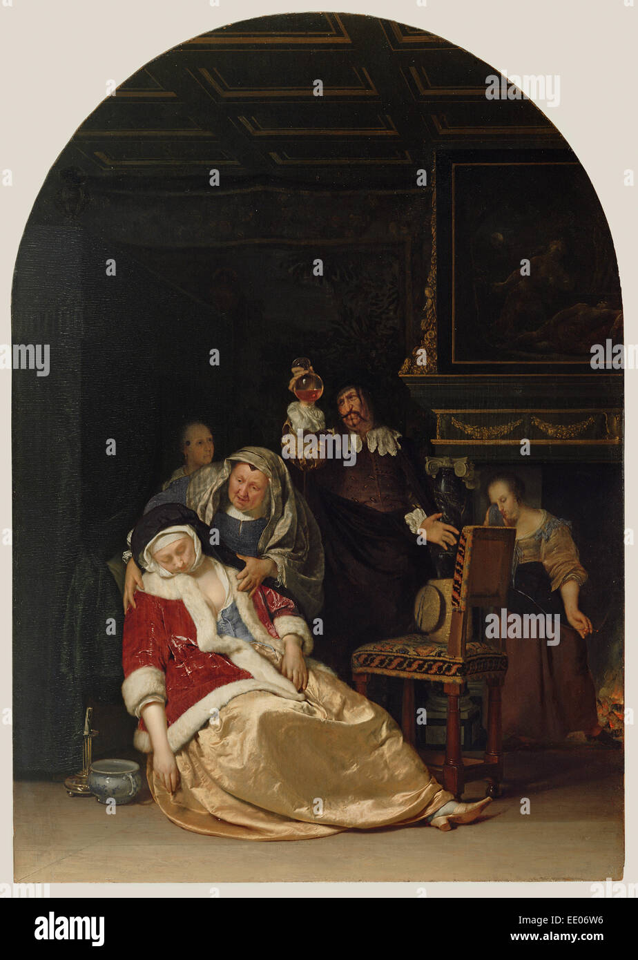 The Doctor's Visit; Frans van Mieris the Elder, Dutch, 1635 - 1681; Netherlands, Europe; 1667; Oil on panel Stock Photo