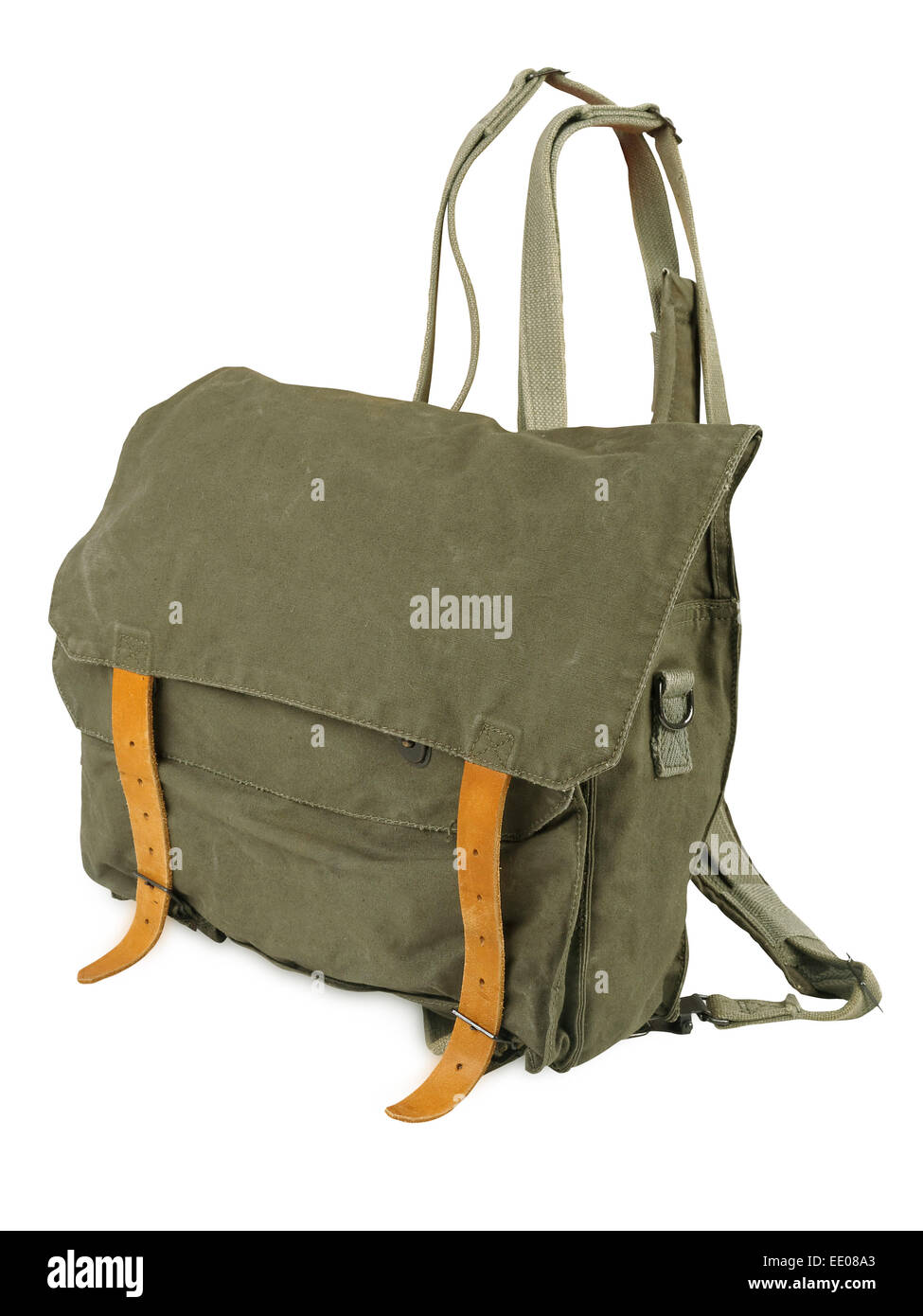 small military backpack isolated on white background, studio shot Stock