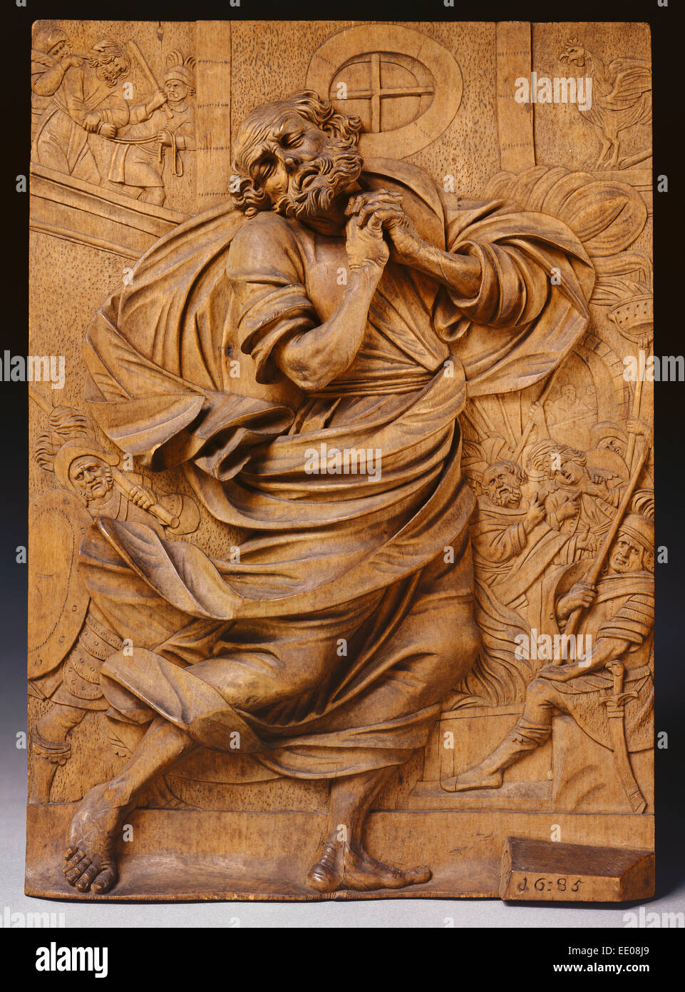The Penitent St. Peter; Christoph Daniel Schenck, German, 1633 - 1691; 1685; Limewood Stock Photo