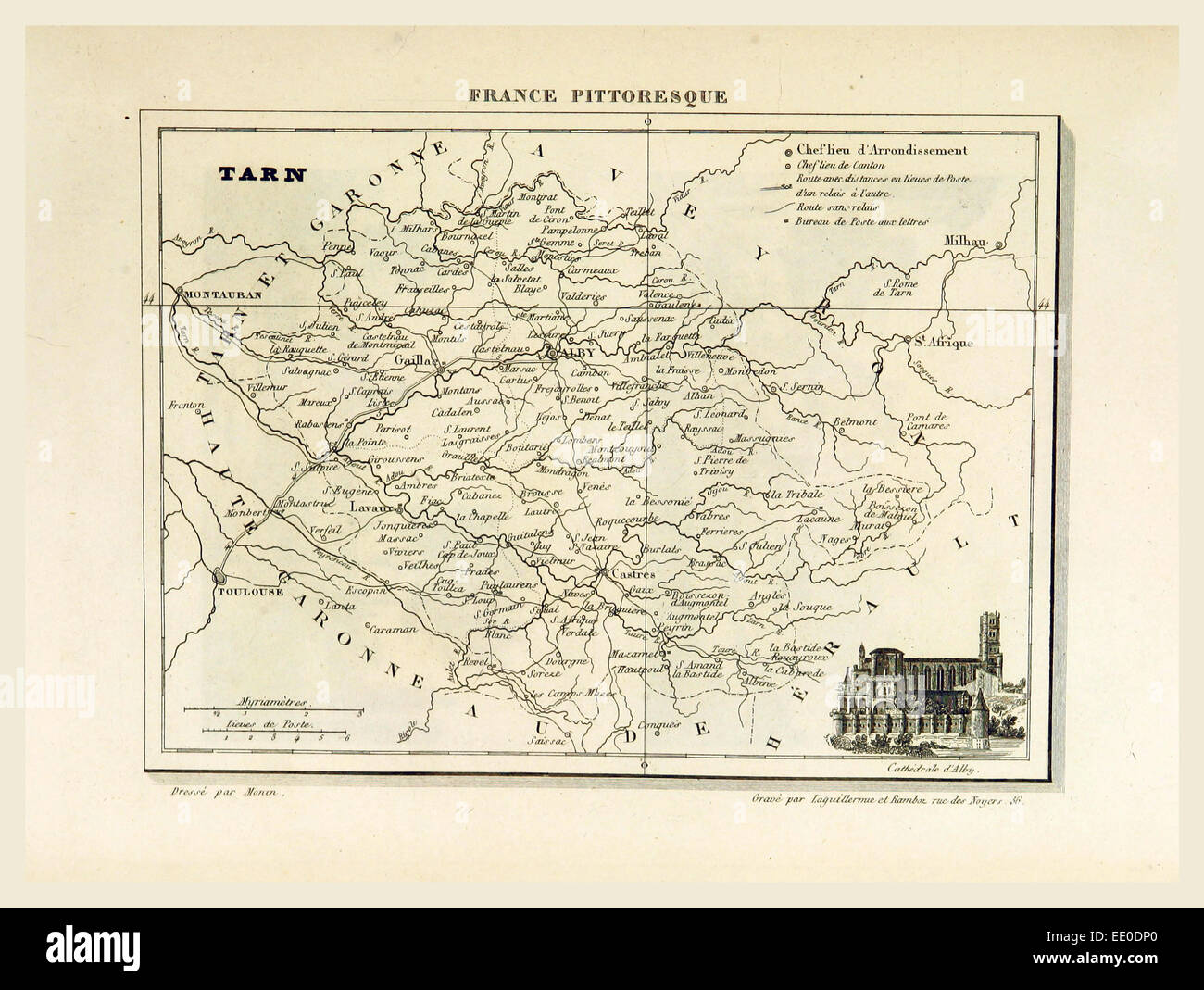 Map Tarn, France pittoresque, 19th century Stock Photo