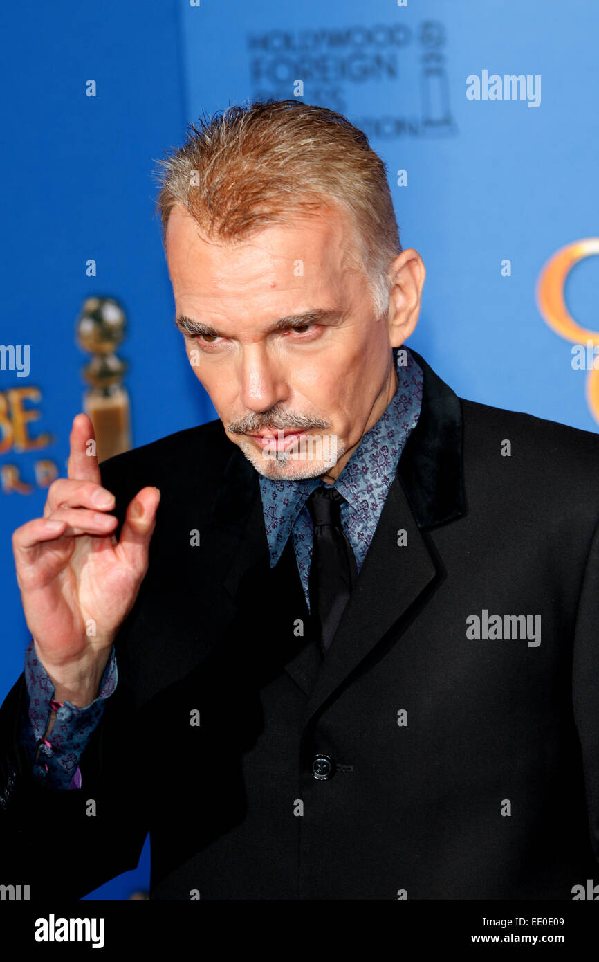 US actor Billy Bob Thornton poses in the press room with the award for