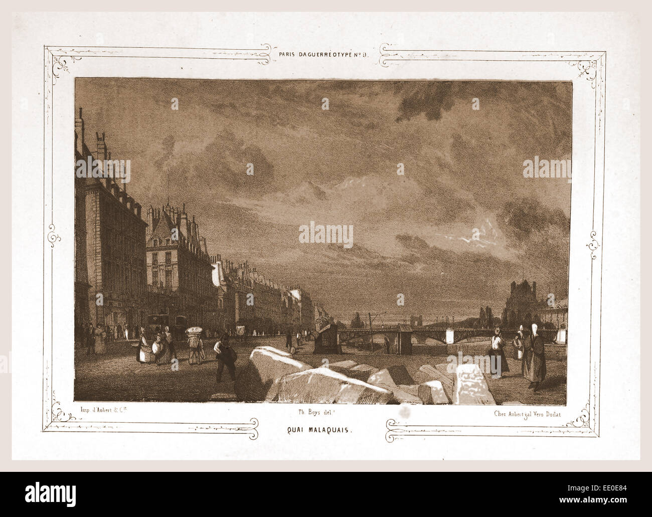 Quai Malaquais, Paris and surroundings, daguerreotype, M. C. Philipon, etc., 19th century engraving Stock Photo