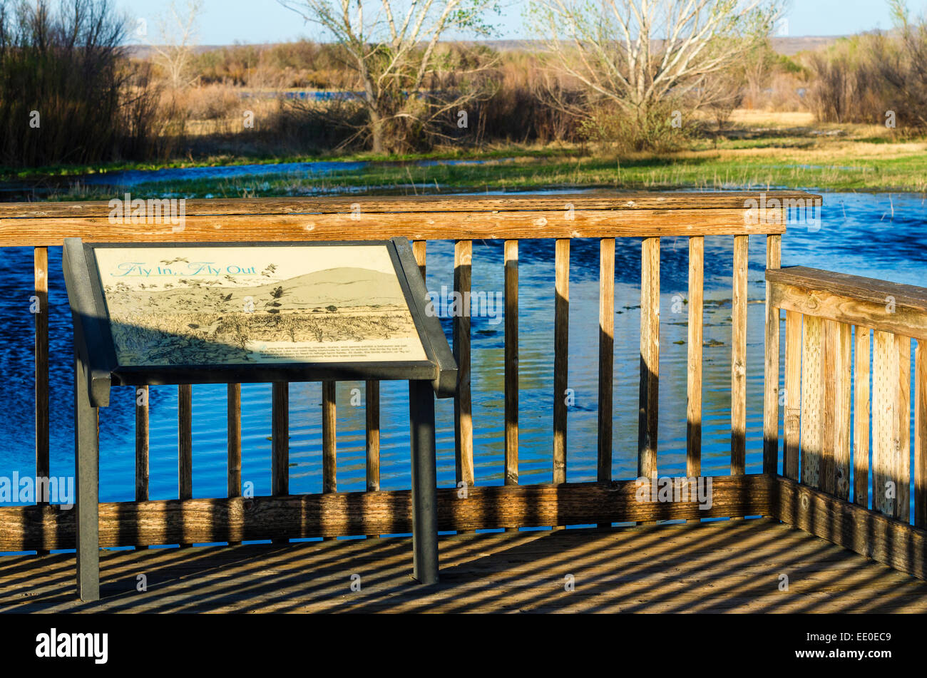 Flight Deck viewing area, Bosque del Apache National Wildlife Refuge, New Mexico USA Stock Photo