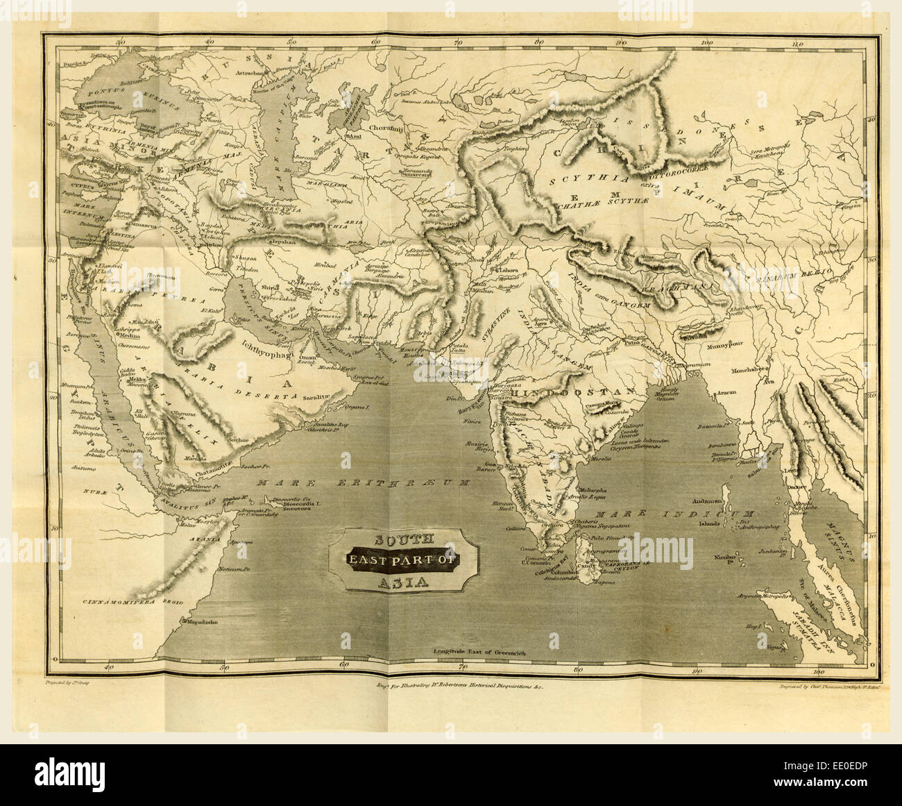 South Asia map, 19th century engraving Stock Photo