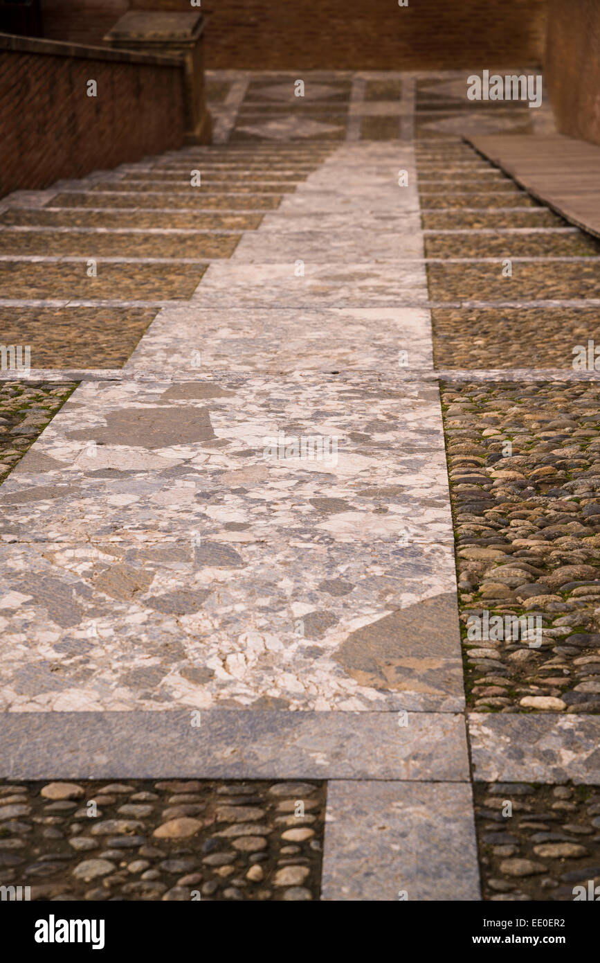 Steps leading to Palace of the Kings of Majorca, Perpignan, Pyrenees-Orientales, France Stock Photo