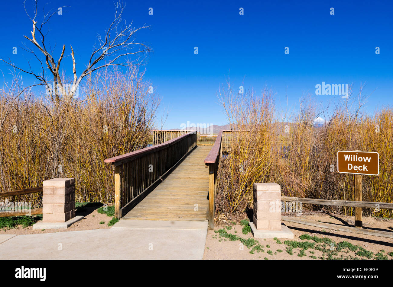 Observation deck at Bosque del Apache National Wildlife Refuge, New Mexico USA Stock Photo