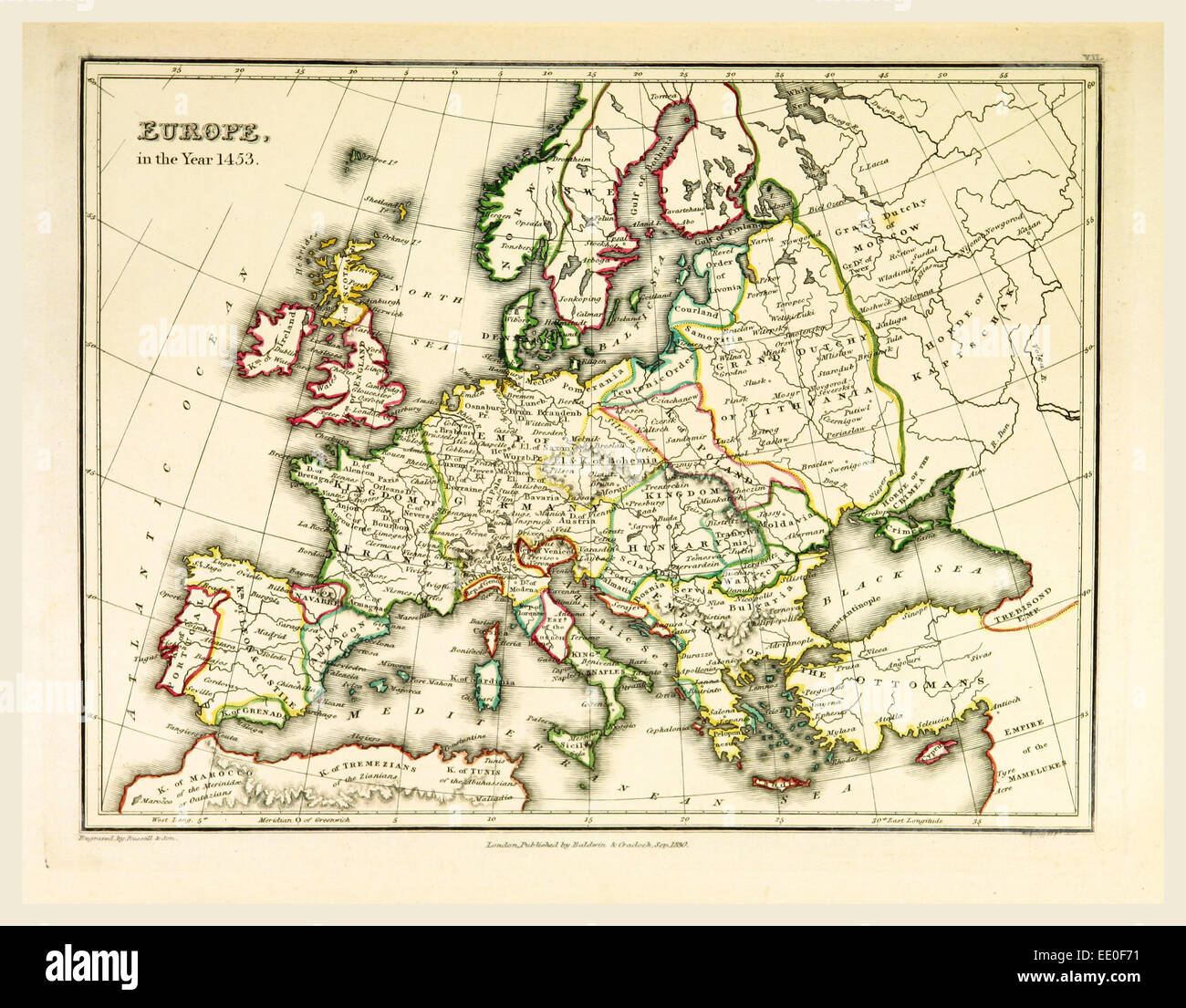 Europe Map 19th Century Engraving Stock Photo 77458613 Alamy