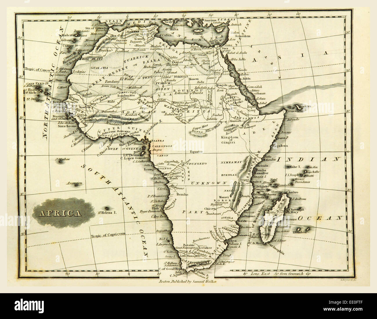 Map Africa, 19th century engraving Stock Photo