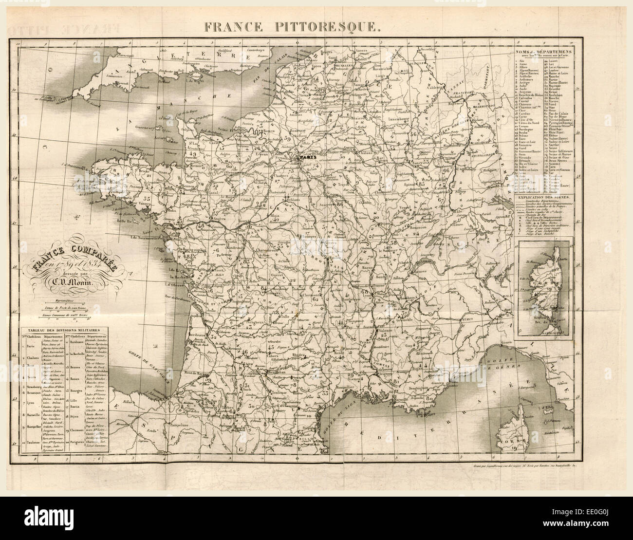 France pittoresque, map of France, 19th century engraving Stock Photo