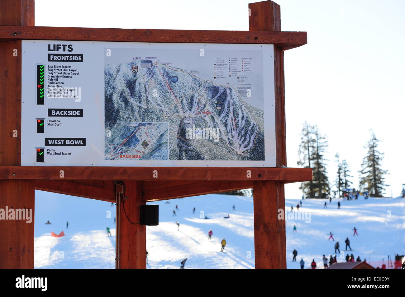 Sierra At Tahoe Map Usa, California Ca Lake Tahoe Winter Skiing Snow Boarding At Sierra At Tahoe  Resort - Map Of The Slopes And Runs Stock Photo - Alamy