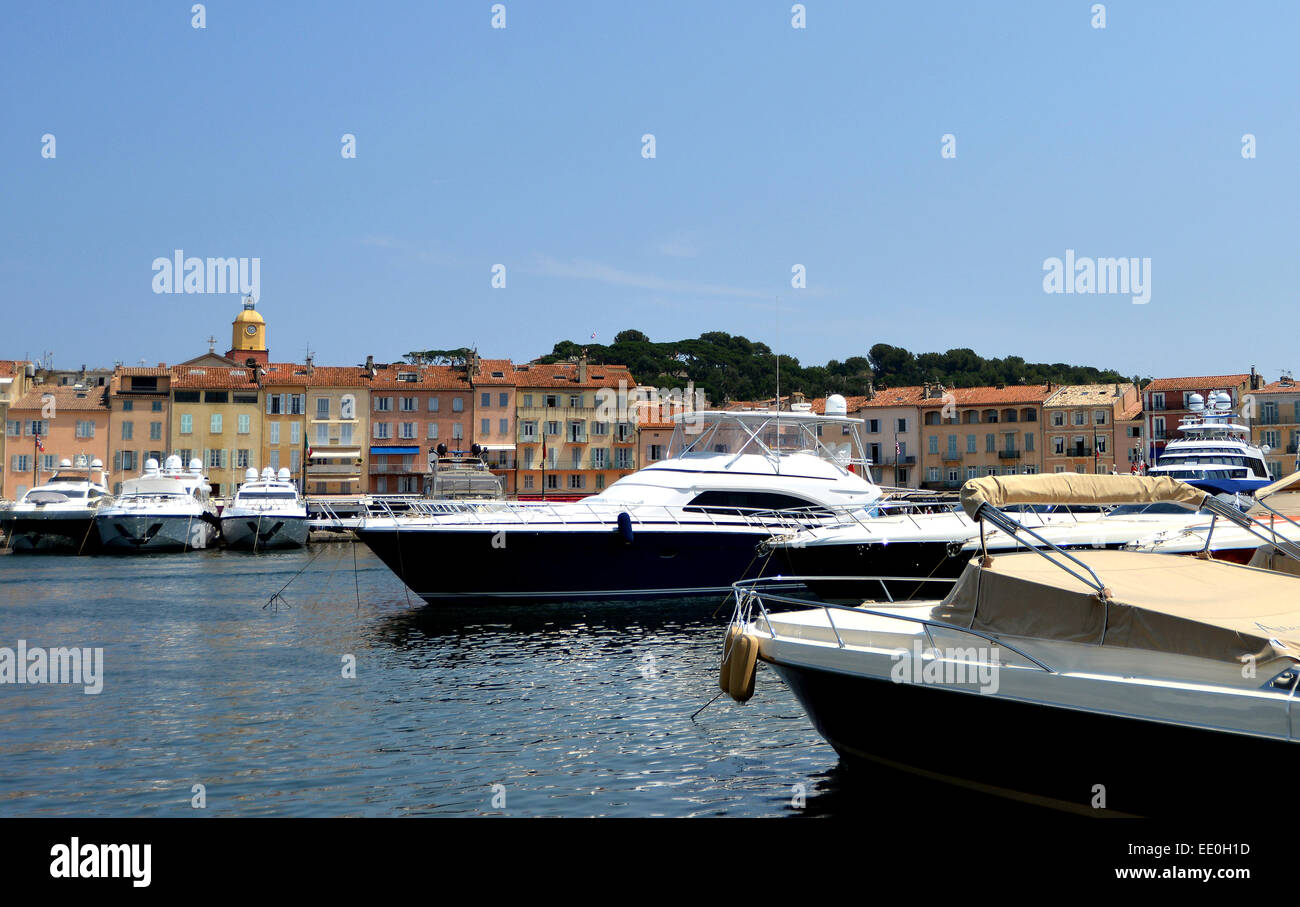 luxury yatch in the port of Saint Tropez, Var , ,Provence-Alpes- Cote d ...