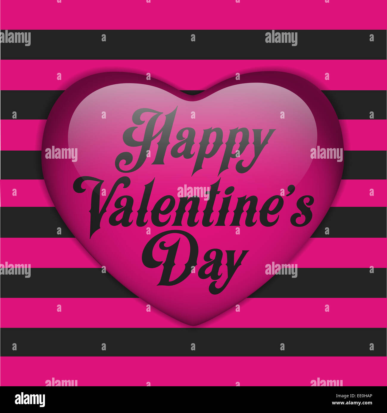 Vector - Glossy Emo Heart. Pink and Black Stripes Stock Photo