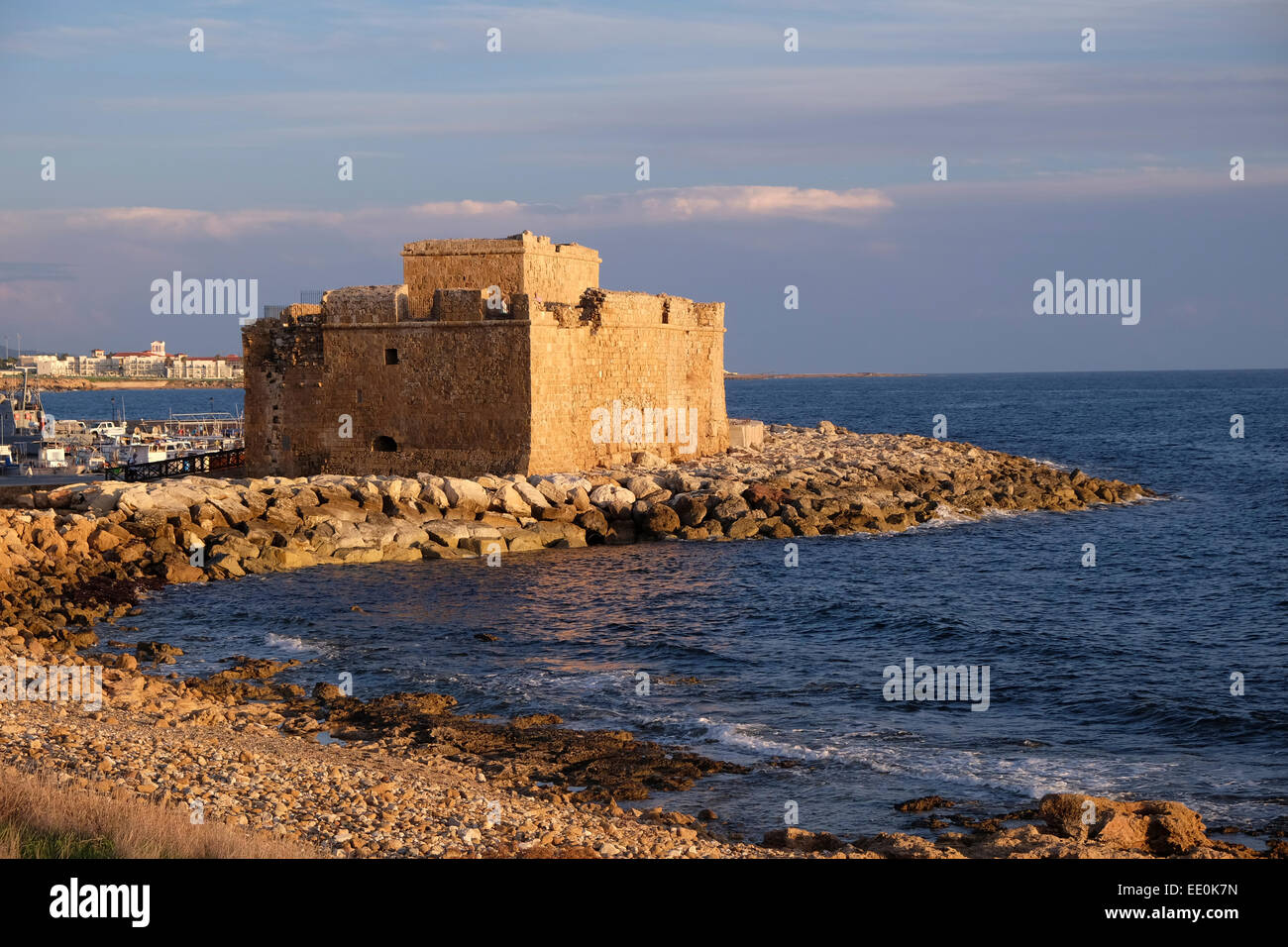 The fort at Pafos, Western Cyprus.  Evening shot in November. Stock Photo