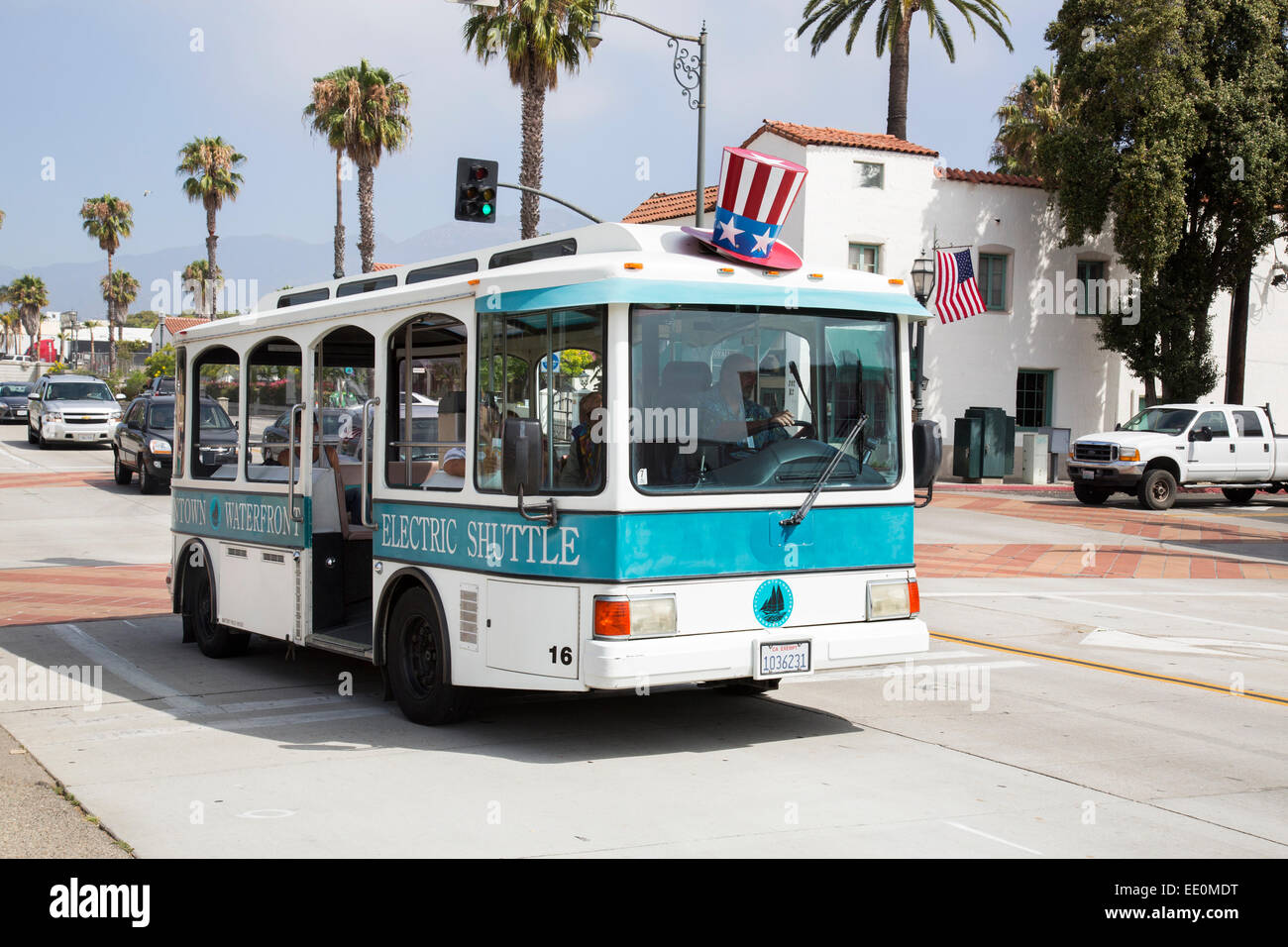 Santa Barbara's Waterfront Downtown Electric Passenger Transit Bus in ...