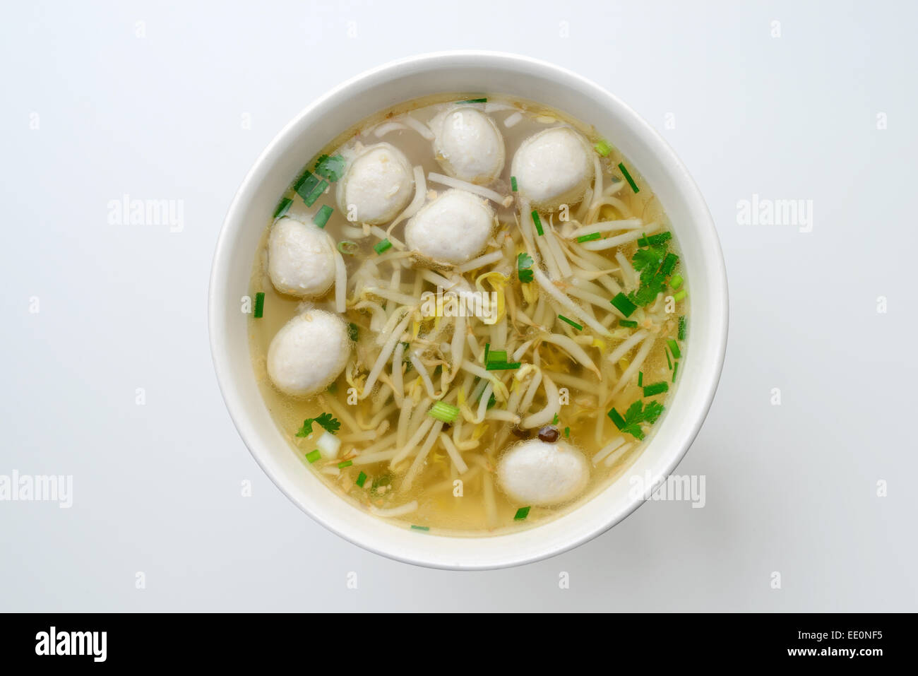 noodles soup with meat ball, bean sprouts Stock Photo