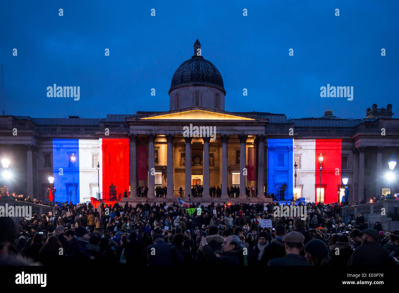 London, UK. 11th Jan, 2015. Londoners stand united with France after terrorist attacks Credit:  Zefrog/Alamy Live News Stock Photo