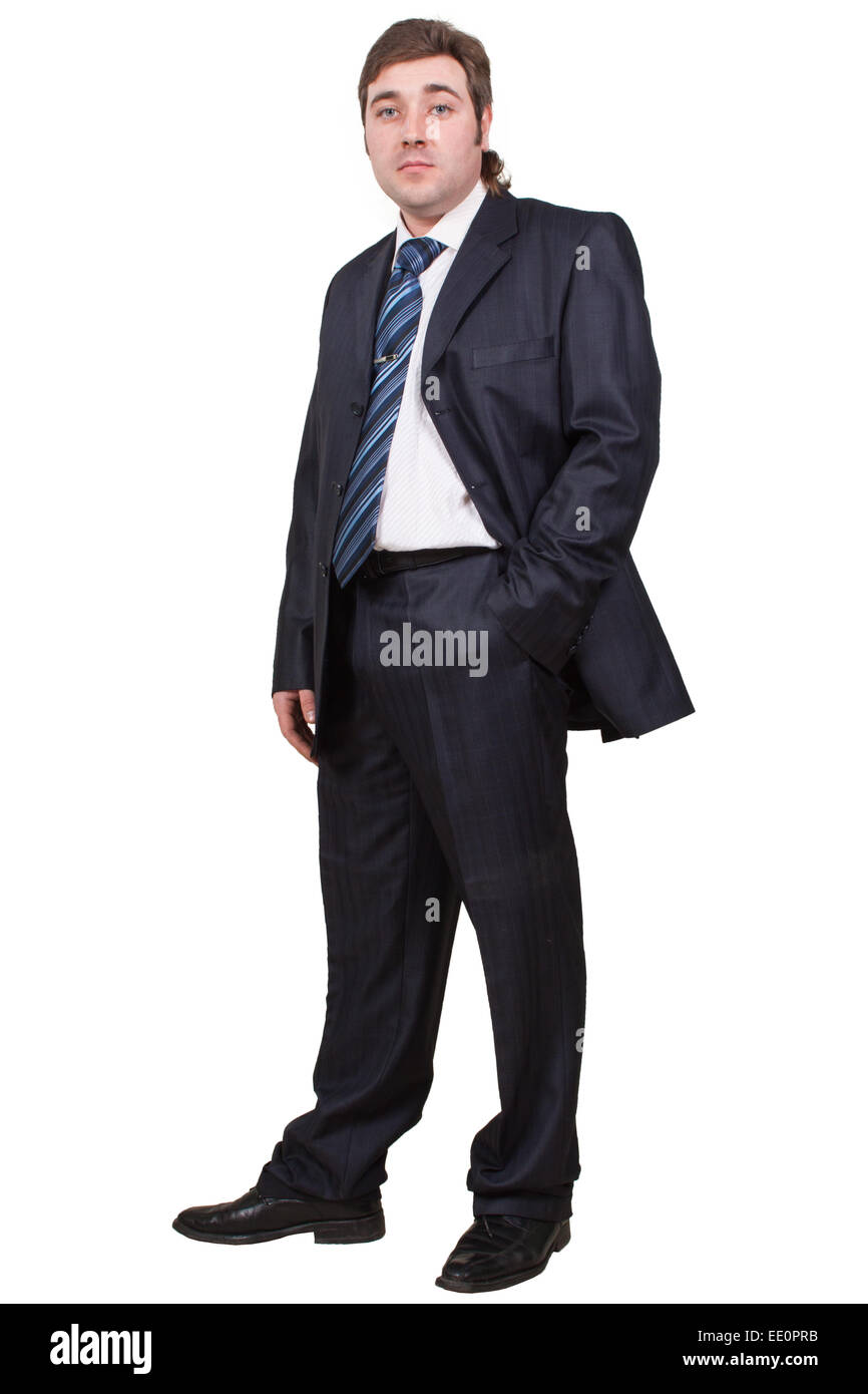 Young businessman posing in a suit isolated in white Stock Photo - Alamy