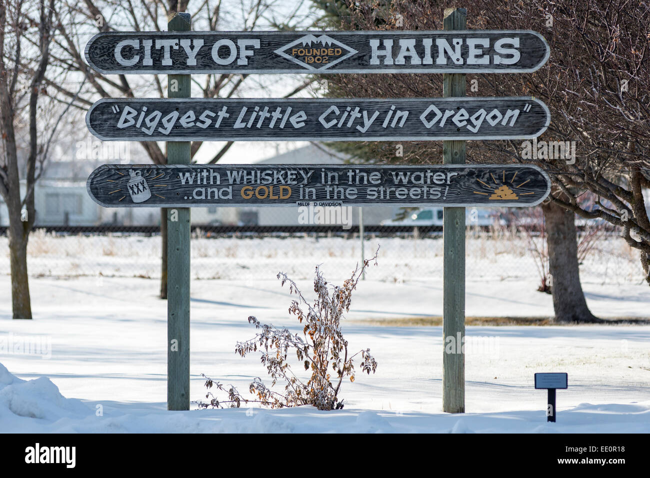 City Of Haines Oregon sign. Stock Photo