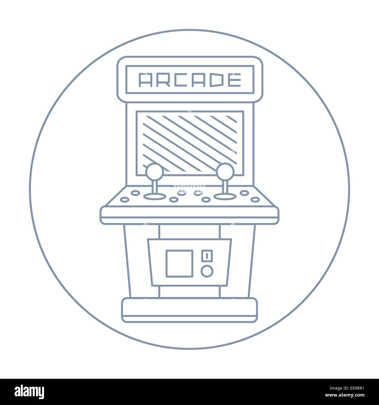 Simple Line Drawn Vintage Game Arcade Cabinet Icon Isolated Stock