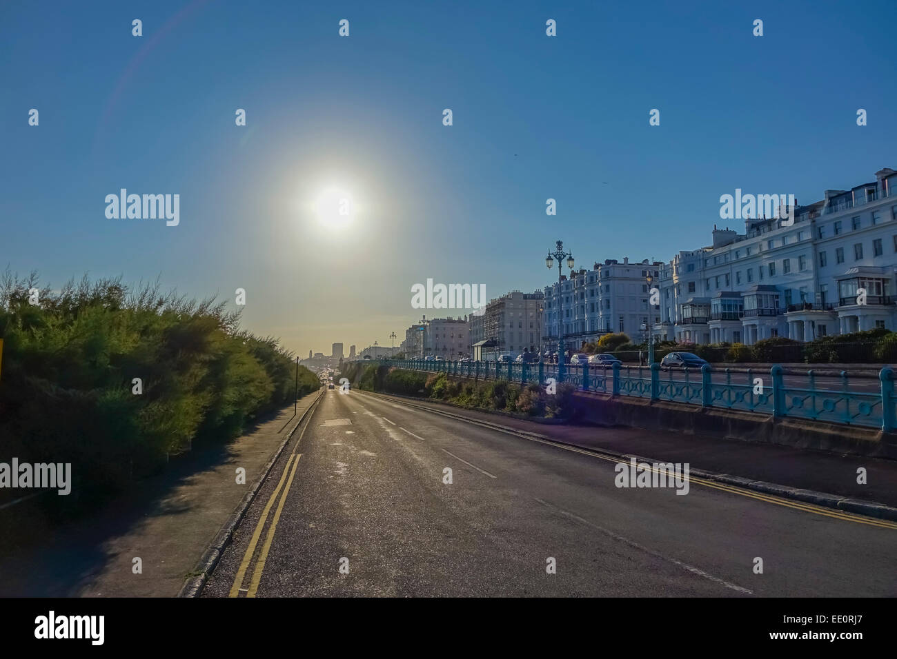 Brighton East Sussex UK 'back lit' 'contre jour' summertime blue sky Stock Photo