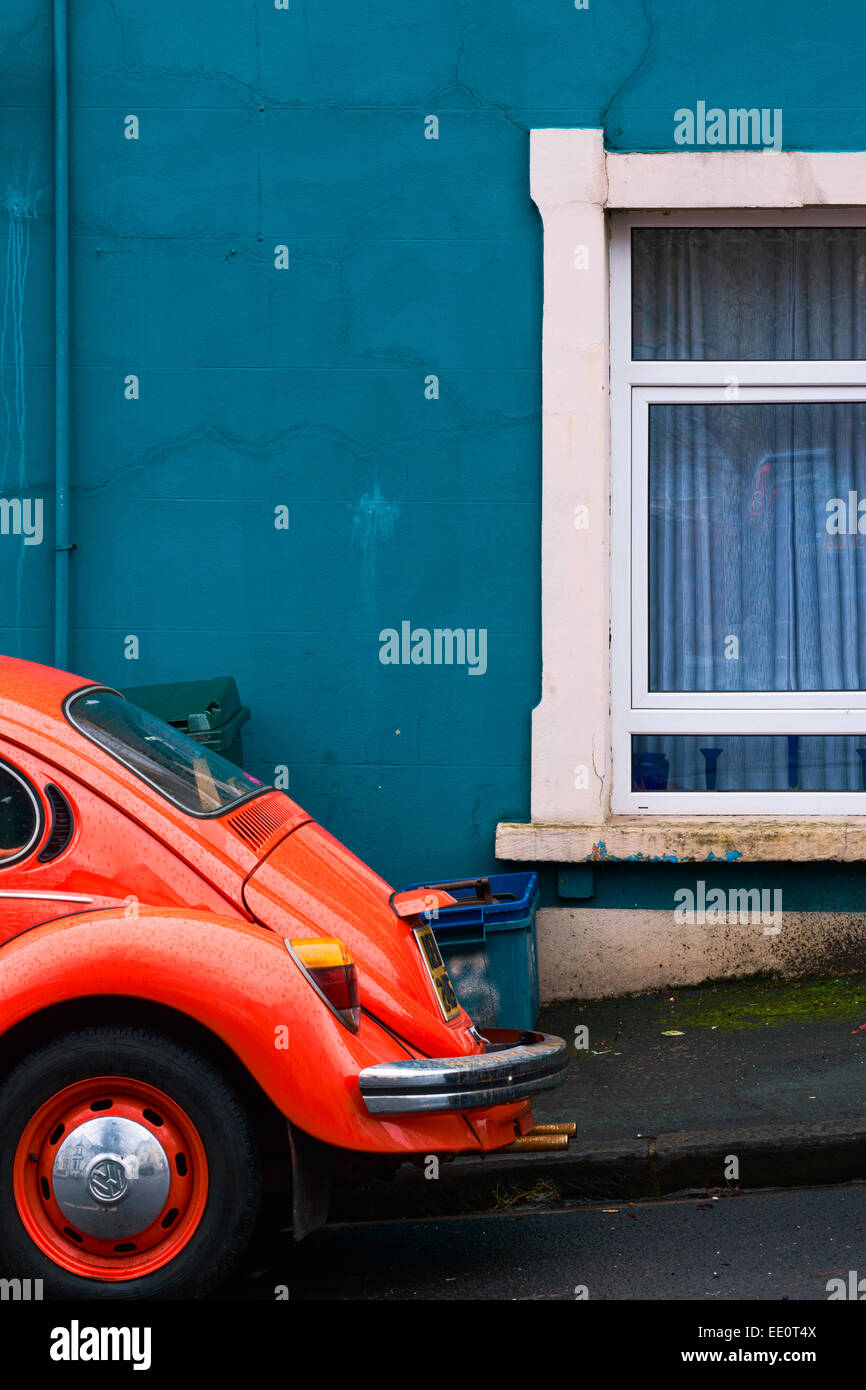 An old Volkswagen Beetle parked outside a house in Newport City, Wales Stock Photo Alamy