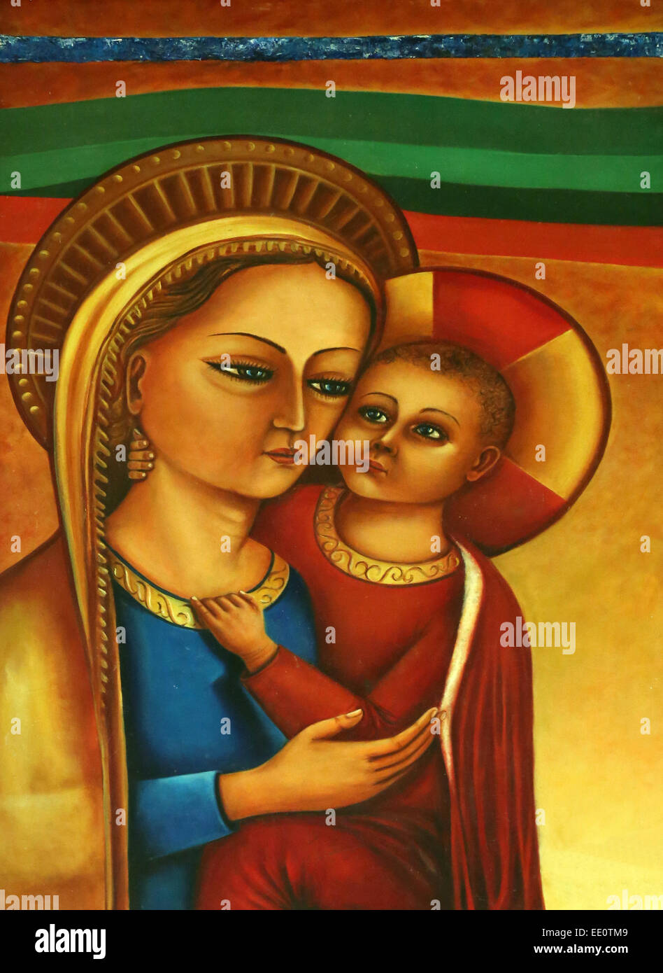 Virgin Mary with baby Jesus, Church in Loreto Convent in Kolkata, India Stock Photo