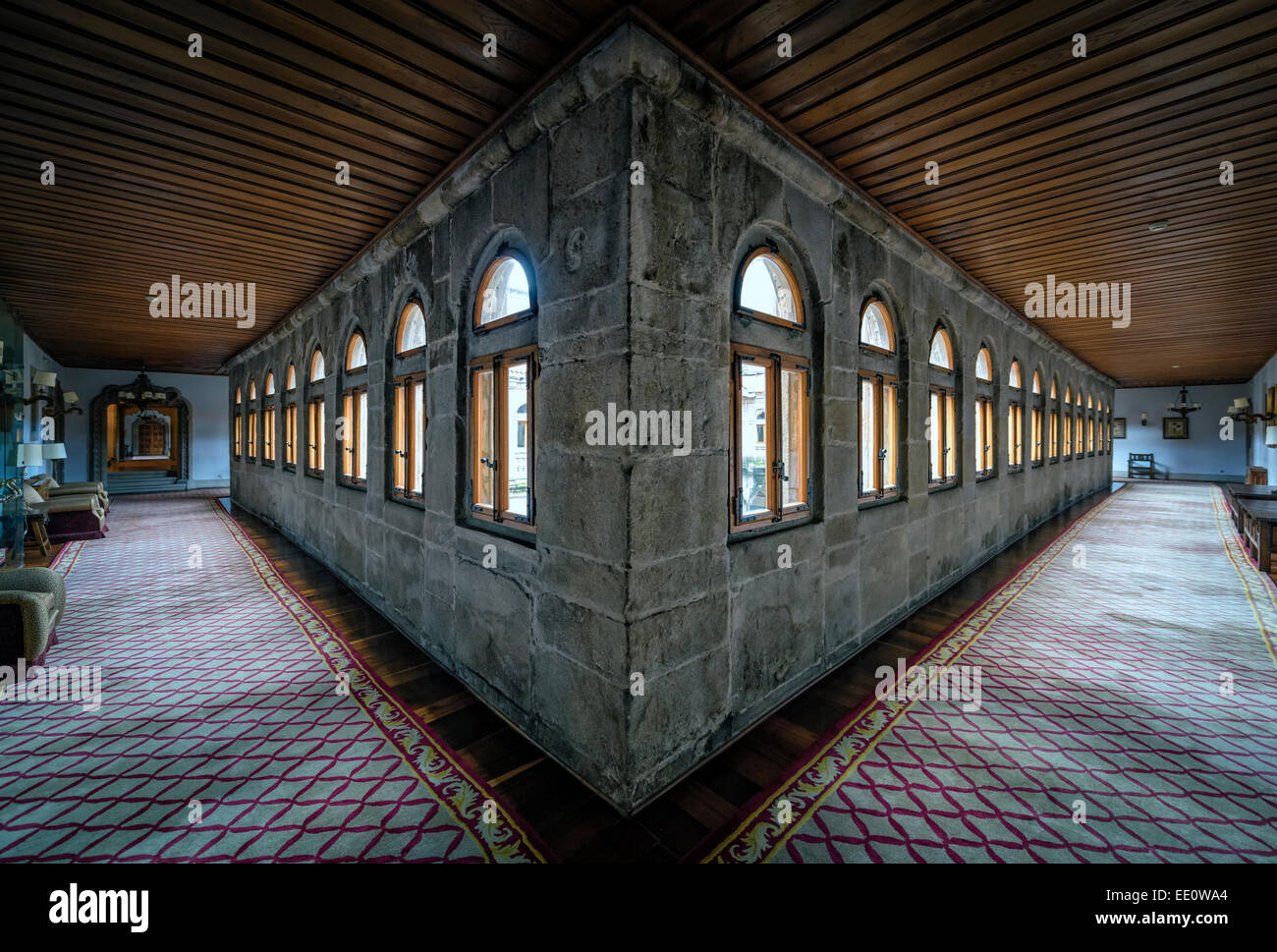 Inside halls of the Parador de Santiago de Compostela, Galicia, Spain. Stock Photo