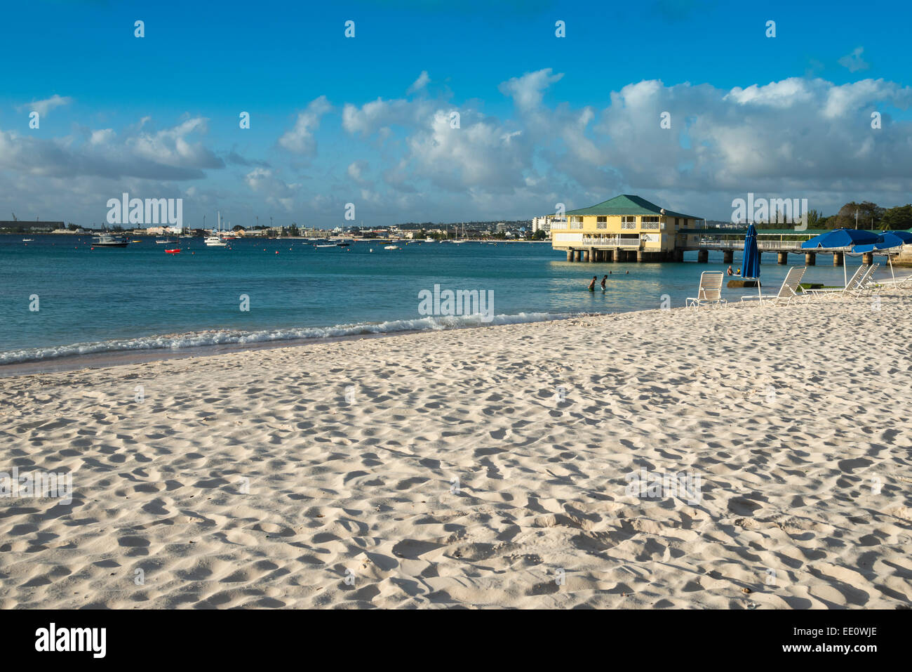 White sands of Brownes Beach and Pebbles Beach on the south coast of Barbados in the West Indies - EDITORIAL USE ONLY Stock Photo