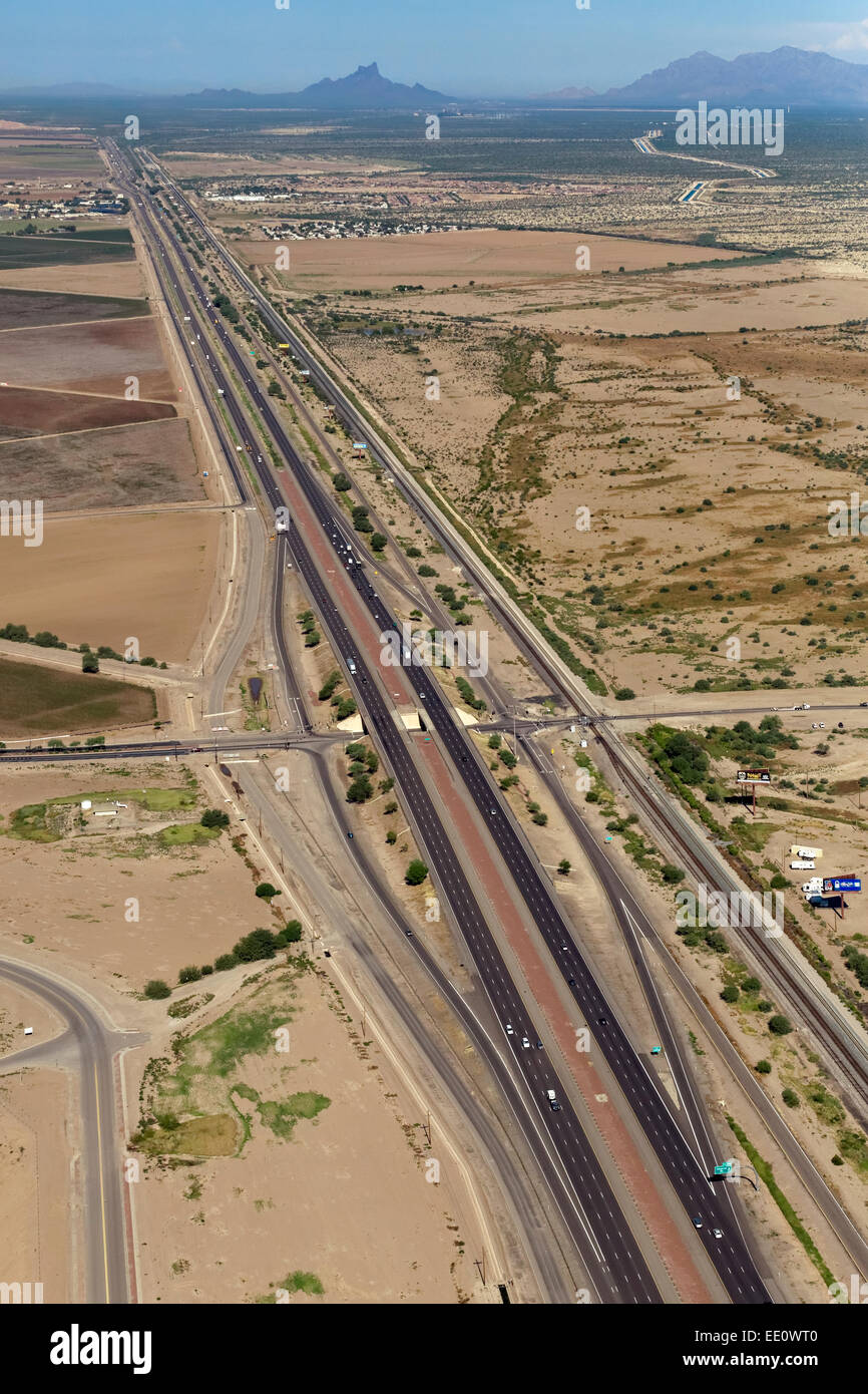 Aerial of Interstate 10, Tucson, Arizona Stock Photo