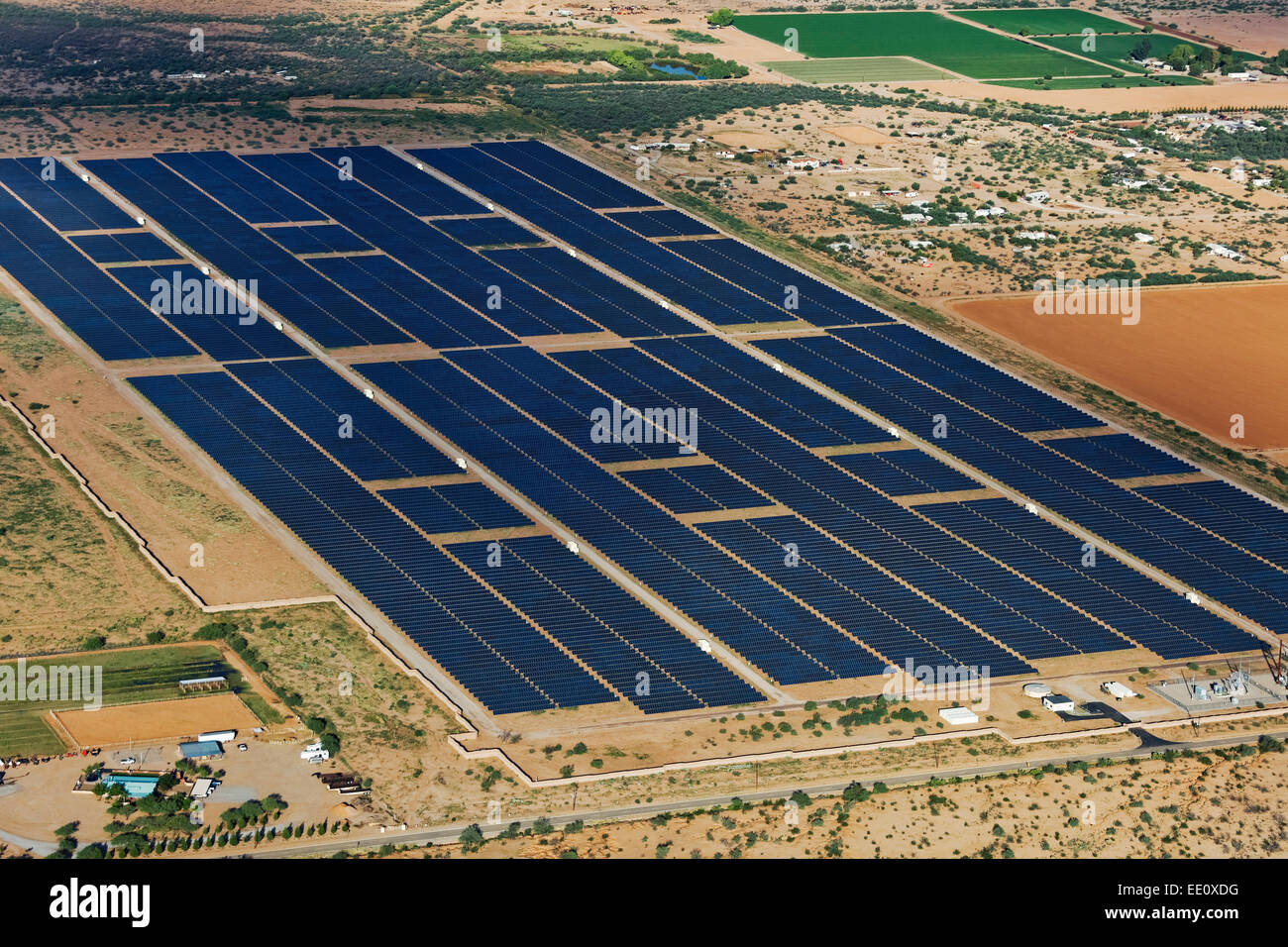 Solar Farm Aerial, Marana, Arizona Stock Photo