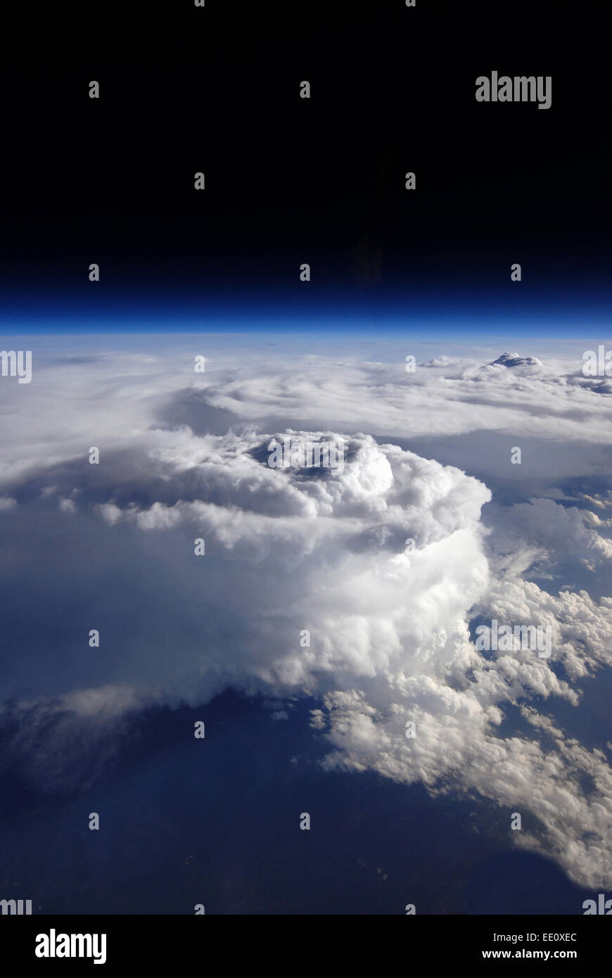 Storm cell from high altitude aircraft Stock Photo