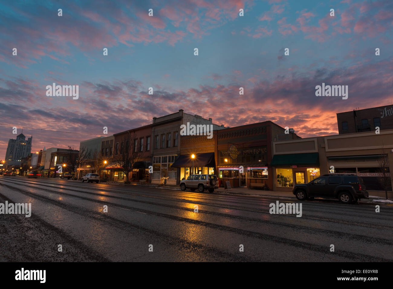 Downtown Baker City, Oregon, at sunset Stock Photo Alamy