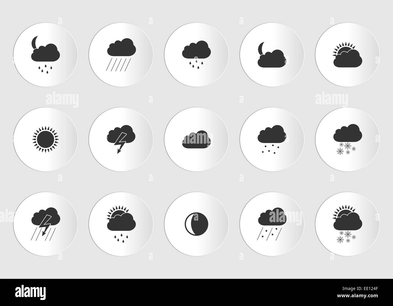 Isolated Weather black Icons with White Background. Vector illustration ...