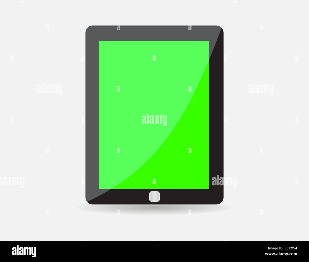Realistic black tablet with green blank screen stock photo alamy