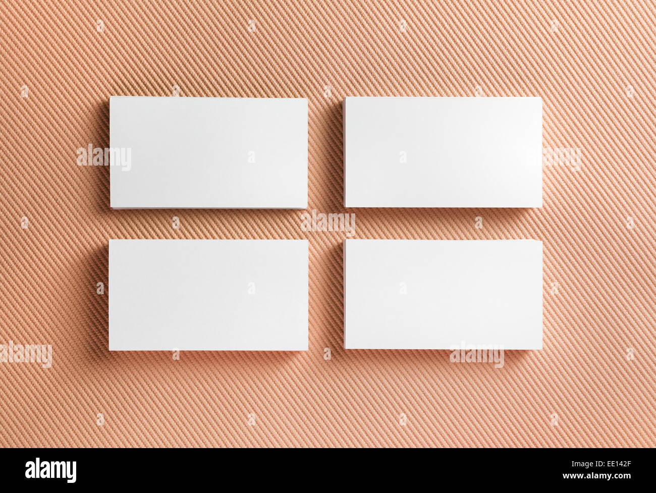 Blank Business Cards On Color Background Top View Stock Photo